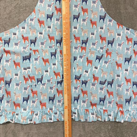 Llama Alpaca Chefs Bib Apron Funny Cooking Pockets Ruffle BBQ Grilling - Picture 6 of 7